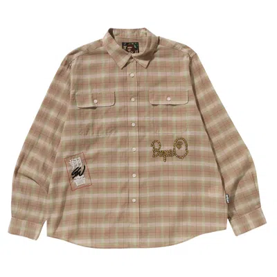 Pre-owned Bape X Sean Wotherspoon Embroidery Check Shirt 'beige' In Tan
