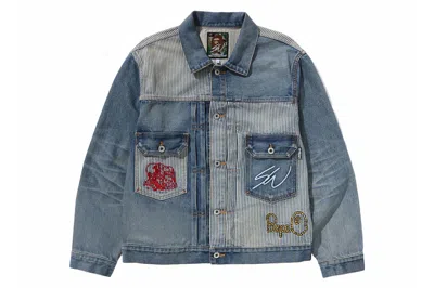 Pre-owned Bape X Sean Wotherspoon Embroidery Denim Jacket Indigo