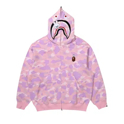 Pre-owned Bape X Stray Kids Lee Know Shark Full Zip Hoodie 'pink' | Men's Size Xl