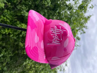 Pre-owned Bape X Stussy Bape Stussy Trucker Hat Pink