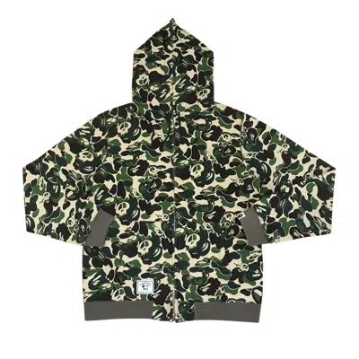 Pre-owned Bape X Stussy Full Zip Hoodie 'skull Camo' | Green | Men's Size S