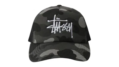 Pre-owned Bape X Stussy Trucker Cap In Black