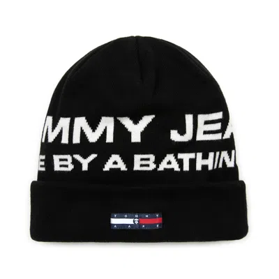 Pre-owned Bape X Tommy Logo Jacquard Knit Beanie In Black