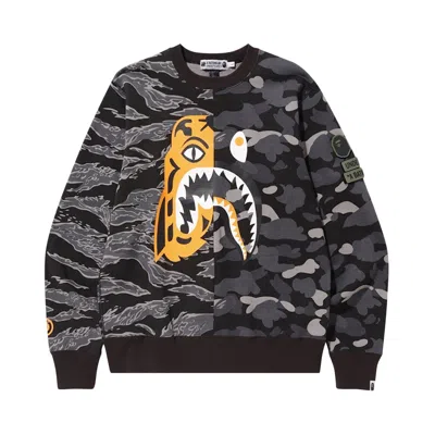 Pre-owned Bape X Undefeated Tiger Shark Half Crewneck 'black' | Men's Size Xl