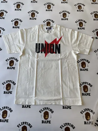Pre-owned Bape X Union La Bape X Union Washed Sta Tee In White