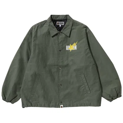Pre-owned Bape X Union Pigment Dyed Coach Jacket 'olive Drab' In Green