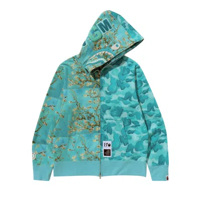 Pre-owned Bape X Van Gogh Museum Shark Full Zip Hoodie 'sax' | Blue | Men's Size M