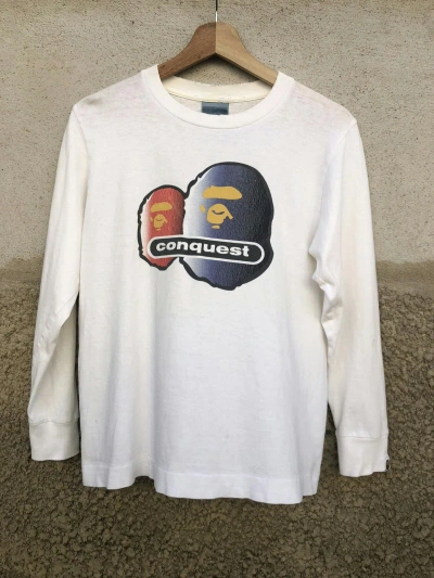 Pre-owned Bape X Vintage Bape Conquest Longsleeve Tee In White