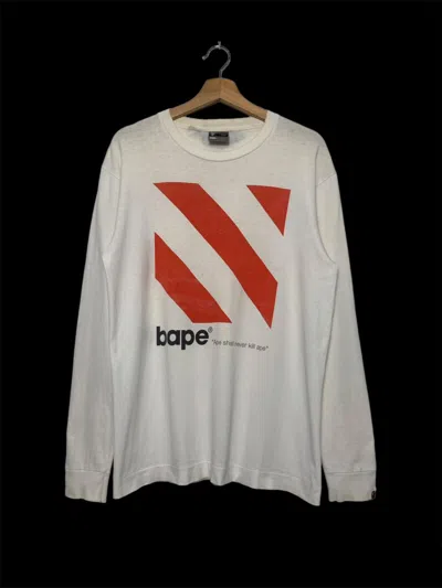 Pre-owned Bape X Vintage Bape Play Red Line Long Sleeve Tee In White
