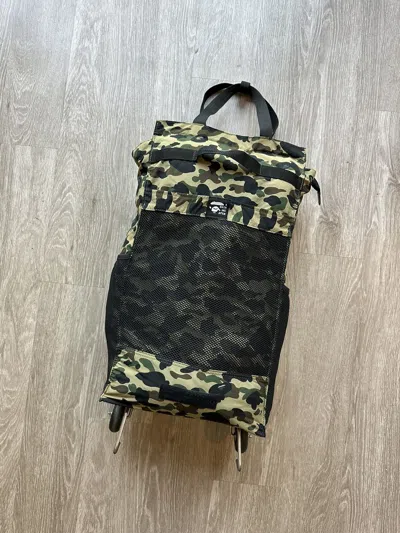 Pre-owned Bape X Vintage Bape Rolling Luggage Bag In Green