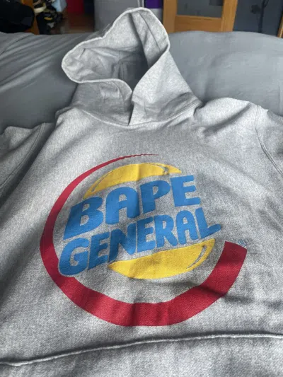 Pre-owned Bape X Vintage Early 00's Bape General ‘burger King' Hoodie In Grey