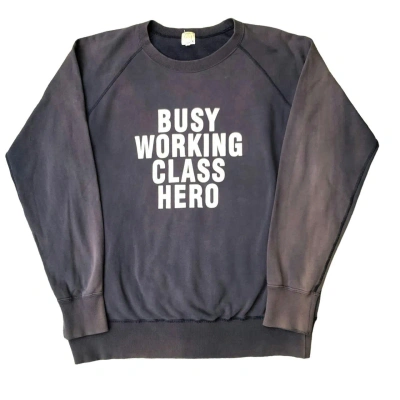 Pre-owned Bape X Vintage Og Bape Busy Working Class Hero Sunfaded Sweatshirt In Faded Blue