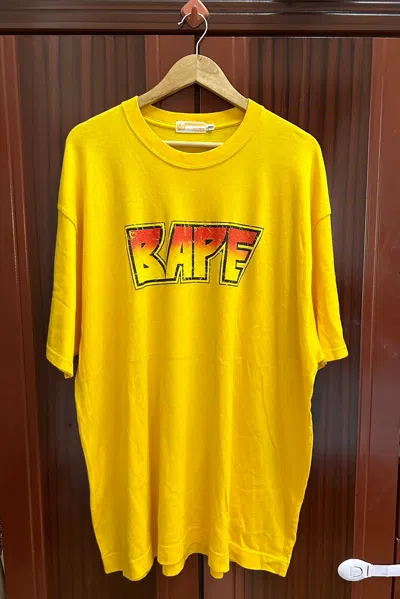 Pre-owned Bape X Vintage Og Circa 2000 Bape Logo Kiss Band T-shirts Size Xxl In Yellow