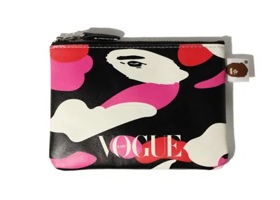 Pre-owned Bape X Vogue Abc Camo Leather Pouch In Black Pink White