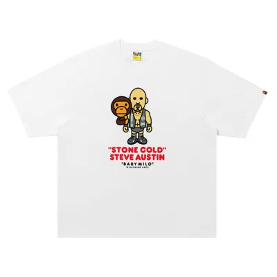 Pre-owned Bape X Wwe Stone Cold Steve Austin Baby Milo Relaxed Fit Tee 'white' | Men's Size L