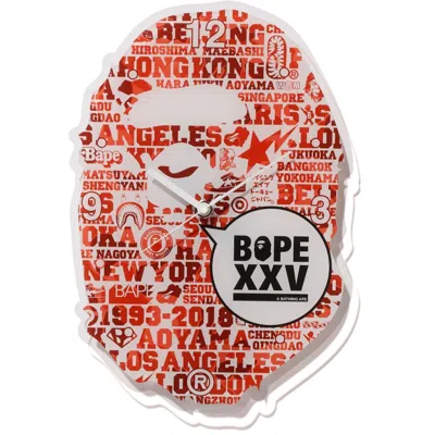 Pre-owned Bape Xxv Ape Head Clock In Red