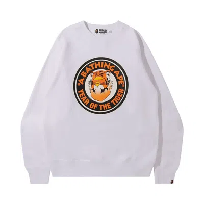 Pre-owned Bape Year Of The Tiger Crewneck 'white' | Men's Size Xl