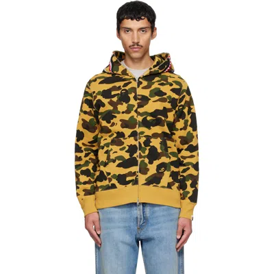 Bape Yellow 1st Camo Shark Full Zip Hoodie