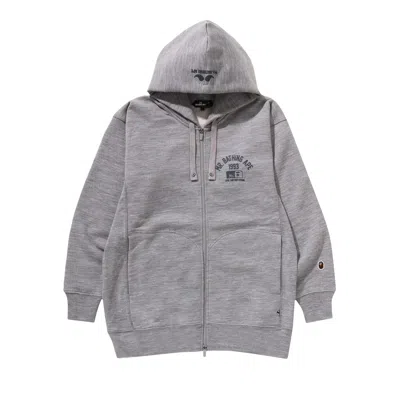Pre-owned Bape Zip Up Pullover Hoodie 'grey' In Gray