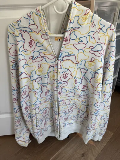 Pre-owned Bape Zipup Camo Jacket In White