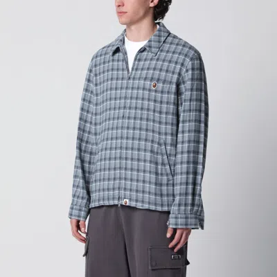 BAPE BAPE ZIP-UP SHIRT WITH CHECK PATTERN IN COTTON