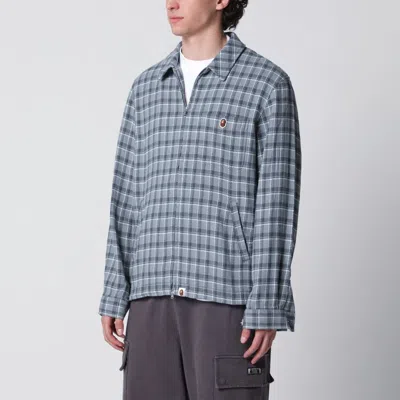 BAPE BAPE ZIPUP SHIRT WITH CHECK PATTERN IN COTTON