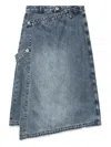 Bapy By *a Bathing Ape® Asymmetrical Wrap Denim Midi Skirt In Blue
