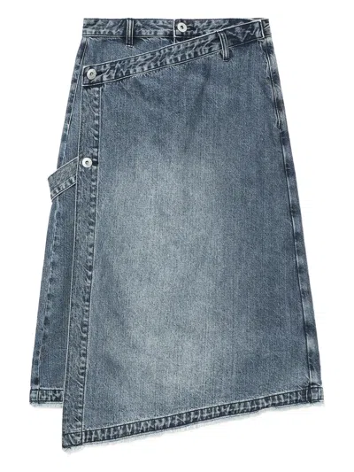 Bapy By *a Bathing Ape® Asymmetrical Wrap Denim Midi Skirt In Blue