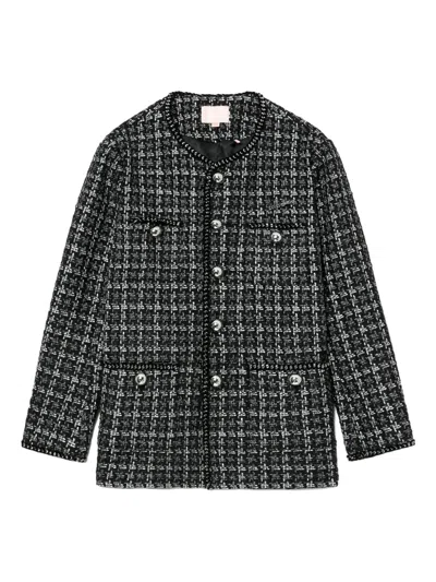 Bapy By *a Bathing Ape® Chain-trimmed Tweed Jacket In Black