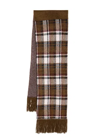 Bapy By *a Bathing Ape® Check-pattern Fringed-edge Scarf In Brown