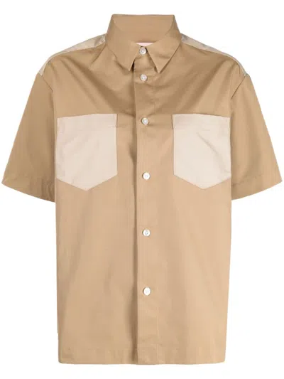Bapy By *a Bathing Ape® Contrasting Panel-detail Star-patch Shirt In Brown