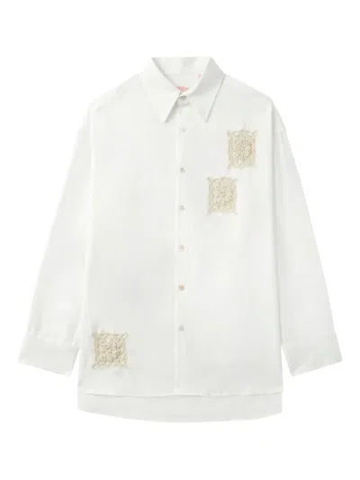 Bapy By *a Bathing Ape® Crochet-detail Linen Shirt In White