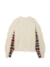 Bapy By *a Bathing Ape® Distressed Check-pattern Sweater In Neutral