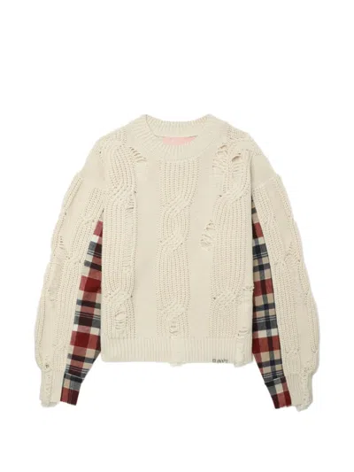 Bapy By *a Bathing Ape® Distressed Check-pattern Sweater In Neutral