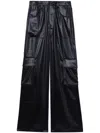 Bapy By *a Bathing Ape® Faux-leather Cargo Pants In 黑色