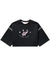 Bapy By *a Bathing Ape® Logo-embroidered Cropped T-shirt In Black