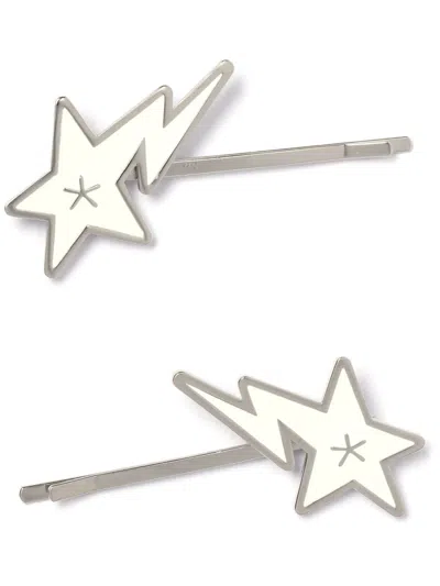 Bapy By *a Bathing Ape® Logo Hair Pins (pack Of Two) In Silver