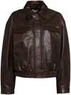 Bapy By *a Bathing Ape® Logo Patch Lolamb Leather Jacket In Brown