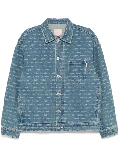 Bapy By *a Bathing Ape® Monogram Denim Jacket In 蓝色