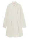 Bapy By *a Bathing Ape® Pleated Striped Shirt Dress In Neutral