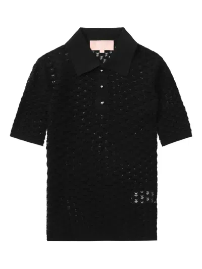 Bapy By *a Bathing Ape® Polo-neck Open-knit Top In Black