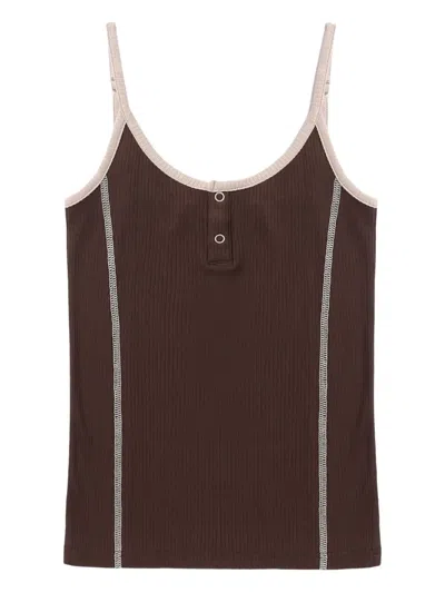 Bapy By *a Bathing Ape® Ribbed Press Stud-fastening Top In Brown