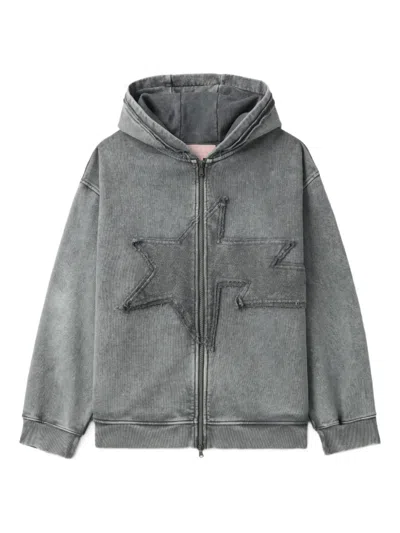 Bapy By *a Bathing Ape® Star-patch Zip-up Hoodie In Gray