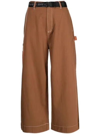 Bapy By *a Bathing Ape® Wide Cropped Trousers In Brown