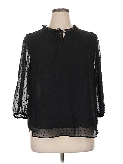 Pre-owned Bar Iii 3/4 Sleeve Blouse In Black