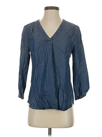 Pre-owned Bar Iii 3/4 Sleeve Blouse In Blue