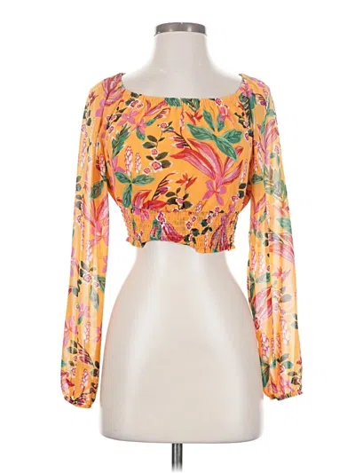 Pre-owned Bar Iii 3/4 Sleeve Blouse In Orange
