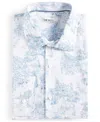 Bar Iii Amalfi Scenic Shirt Men's White Printed Slim Fit Button Up Fts246 In White