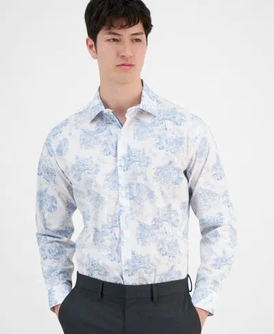 BAR III AMALFI SCENIC SHIRT MEN'S WHITE PRINTED SLIM FIT BUTTON UP FTS209