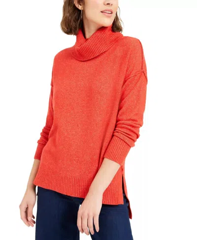 Bar Iii Becca Tilley Turtleneck High-low Sweater In Red